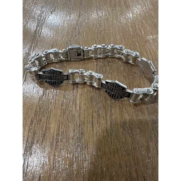 Mens Vintage Harley Davidson Bike Chain Sterling Silver Bracelet - Picture 7 of 7